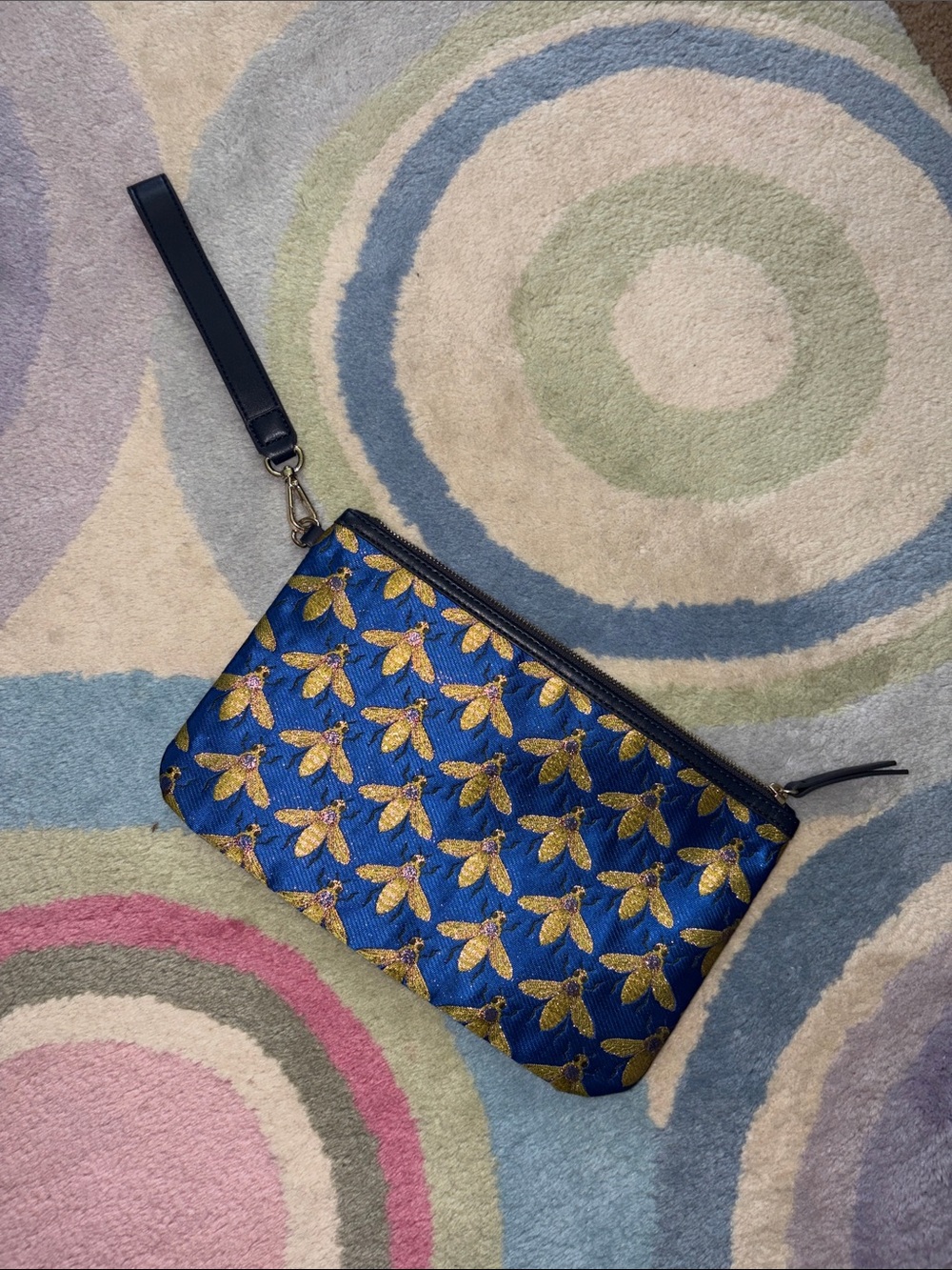 Nine West Blue Bee-Print Wristlet Clutch